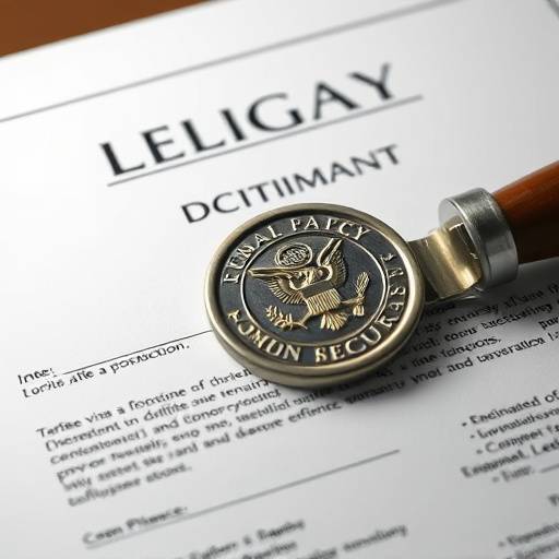 Un documento legal con un sello de seguridad, representando el cumplimiento normativo.