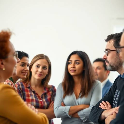 Un grupo diverso de personas participando en un taller de debate.